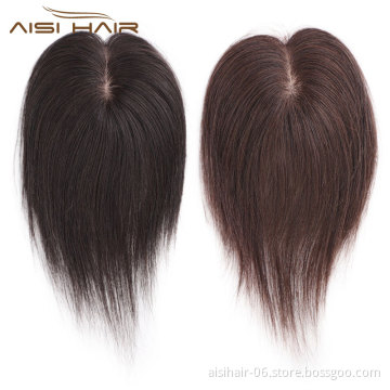 Aisi Hair Brazilian Human Hair 5x8 Toupee Breathable Silk Base Human Hair Toupee  Natural Black Cheap Women Toupee